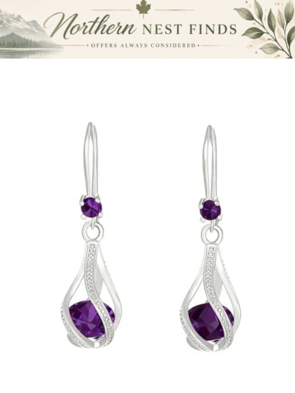 Sterling Silver Dangle Earrings Cubic Zirconia Hypoallergenic Drop Hoop